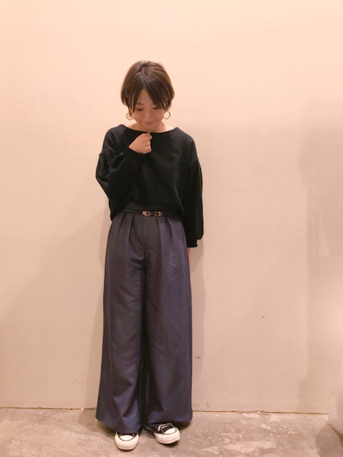 レトロ アメリカン カジュアル ワイドパンツ アシンメトリーデニムワイドパンツ / AMERICAN HOLIC