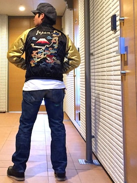 「東洋エンタープライズ（トーヨーエンタープライズ）のアイテム（その他アウター）」を使った、おあさん（メンズ・170cm）の秋コーディネート
