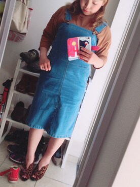 「earth music&ecology（アースミュージックアンドエコロジー）のアイテム（Tシャツ/カットソー、ブラウン系）」を使った、kaetuneさん（レディース・146cm）の夏コーディネート