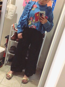 「ZARA（ザラ）のアイテム（トップス、ブルー系）」を使った、kaetuneさん（レディース・146cm）の秋コーディネート