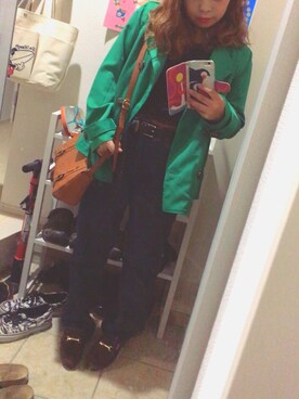 「？のアイテム（ジャケット/アウター、グリーン系）」を使った、kaetuneさん（レディース・146cm）の秋コーディネート