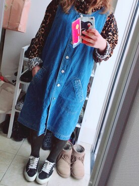 「usedのアイテム（トップス、ブラウン系）」を使った、kaetuneさん（レディース・146cm）の春コーディネート