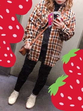 「usedのアイテム（シャツ/ブラウス、ブラウン系）」を使った、kaetuneさん（レディース・146cm）の春コーディネート