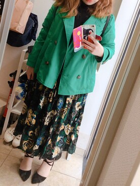 「？のアイテム（シャツ/ブラウス、ブラック系）」を使った、kaetuneさん（レディース・146cm）の春コーディネート