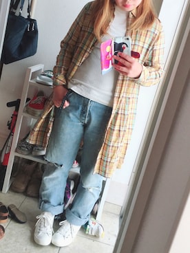 「アイテム（シャツワンピース）」を使った、kaetuneさん（レディース・146cm・20代）の春コーディネート