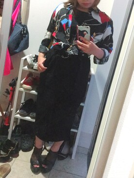 「usedのアイテム（シャツ/ブラウス、ブラック系）」を使った、kaetuneさん（レディース・146cm）の夏コーディネート