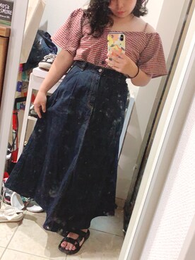 Moussy マウジー の Socker Check オフショルダー シャツ ブラウス Wear