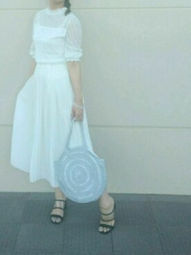 白プリーツスカート の人気ファッションコーディネート 季節 6月 8月 Wear