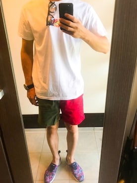 「fragment design（フラグメントデザイン）のアイテム（トップス）」を使った、いんてるさん（メンズ・176cm）の夏コーディネート