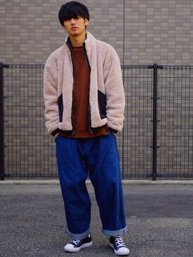 「SENSE OF PLACE by URBAN RESEAR」｜「アイテム（スウェット）」を使った、レイヤさん（メンズ・183cm）の冬コーディネート