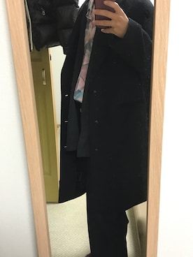 「coen（コーエン）のアイテム（チェスターコート）」を使った、June  さん（メンズ・167cm）の冬コーディネート