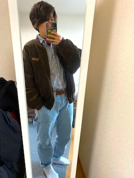 「ワインレッド」｜「アイテム（MA-1）」を使った、tomさん（メンズ・157cm）の春コーディネート