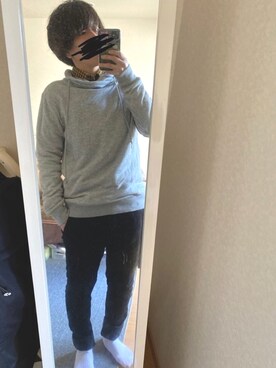 「COMME CA ISM（コムサイズム）のアイテム（スウェット）」を使った、tomさん（メンズ・157cm）の春コーディネート
