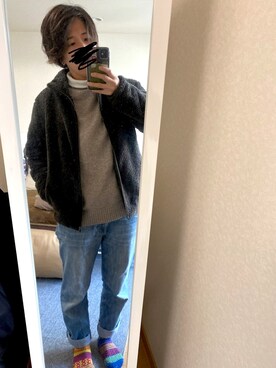 「UNIQLO（ユニクロ）のタートルネックT（長袖）（Tシャツ/カットソー）」を使った、tomさん（メンズ・157cm）の春コーディネート