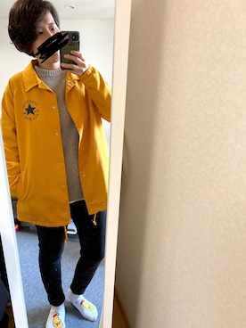 「CONVERSE（コンバース）のアイテム（ジャケット/アウター）」を使った、tomさん（メンズ・157cm）の春コーディネート