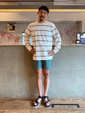 「Saturdays NYC（サタデーズ ニューヨークシティ ）のアイテム（サンダル）」を使った、いなこさん（メンズ・173cm）の夏コーディネート