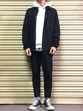「CONVERSE（コンバース）のconverse コンバース ALL STAR HI オールスター ハイ 3206 BLACK(US)（スニーカー）」を使った、DAISUKE SAKUMAさん（メンズ・172cm・10代）の秋コーディネート