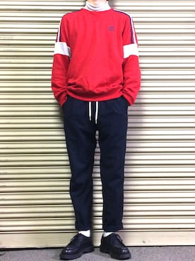 「スエット」｜「アイテム（その他シューズ）」を使った、DAISUKE SAKUMAさん（メンズ・172cm）の秋コーディネート
