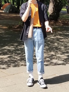 「アイテム（アナログ腕時計）」を使った、DAISUKE SAKUMAさん（メンズ・173cm）の春コーディネート