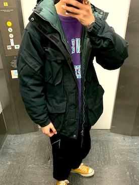 「90s」｜「アイテム（その他アウター）」を使った、DAISUKE SAKUMAさん（メンズ・173cm）の冬コーディネート