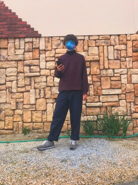 「古着のアイテム（スラックス、ブラック系）」を使った、じょんそんさん（メンズ・182cm）の冬コーディネート