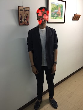 「アイテム（スリッポン、ブルー系）」を使った、Wear Manさん（メンズ・172cm）の春コーディネート