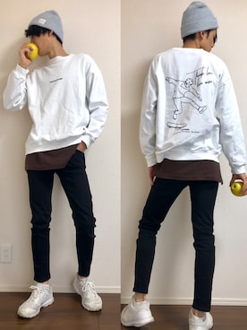「RAGEBLUE（レイジブルー）のアイテム（ニットキャップ/ビーニー）」を使った、ひろ(히로)さん（メンズ・177cm）の冬コーディネート