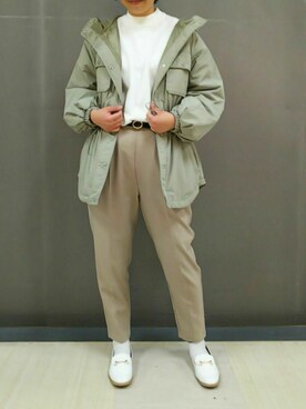 「earth music&ecology（アースミュージックアンドエコロジー）のアイテム（その他アウター）」を使った、Li-eniさん（レディース・164cm）の冬コーディネート