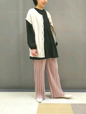 「春ニット」｜「アイテム（チュニック）」を使った、Li-eniさん（レディース・164cm）の冬コーディネート