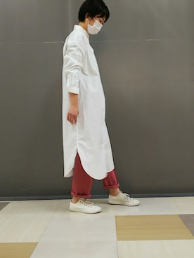 「Green　Parks（グリーンパークス）のアイテム（シャツワンピース）」を使った、Li-eniさん（レディース・164cm）の冬コーディネート