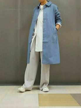 「Green　Parks（グリーンパークス）のアイテム（ステンカラーコート）」を使った、Li-eniさん（レディース・164cm）の冬コーディネート