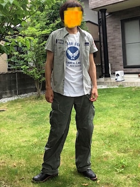 「アーミー」｜「アイテム（ブーツ）」を使った、AKIさん（メンズ・172cm）の夏コーディネート