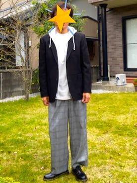 「グレンチェック」｜「アイテム（その他アウター）」を使った、AKIさん（メンズ・172cm）の冬コーディネート