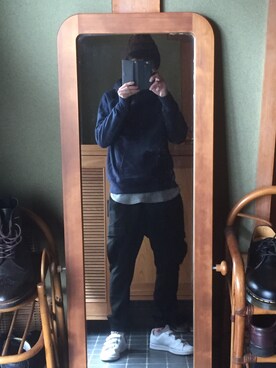 「RAGEBLUE（レイジブルー）の＜トレンドのロング丈＞ワッフルロングカットソー/733404（Tシャツ/カットソー）」を使った、yasu270さん（メンズ・169cm）の冬コーディネート