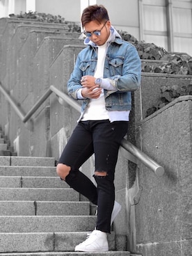 「Dive（ダイブ）のアイテム（トップス）」を使った、Shintaroさん（メンズ・184cm）の冬コーディネート