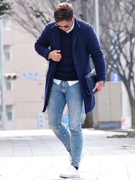 「CLEDRAN（クレドラン）のアイテム（バッグ）」を使った、Shintaroさん（メンズ・184cm）の冬コーディネート