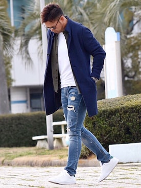 「Dive（ダイブ）のアイテム（トップス）」を使った、Shintaroさん（メンズ・184cm）の春コーディネート