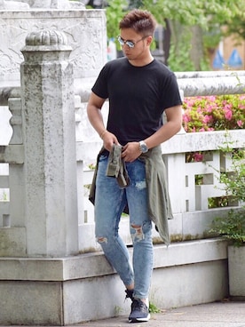 「Dive（ダイブ）のアイテム（トップス）」を使った、Shintaroさん（メンズ・184cm）の春コーディネート