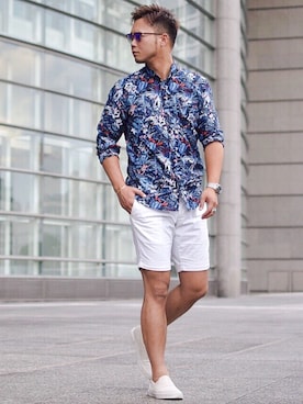 「GERMANO（ジェルマーノ）のアイテム」を使った、Shintaroさん（メンズ・184cm）の夏コーディネート