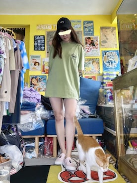 「STUSSY（ステューシー）のStock Low Pro Cap（キャップ、ブラック系）」を使った、CyoLeeさん（レディース・165cm）の春コーディネート