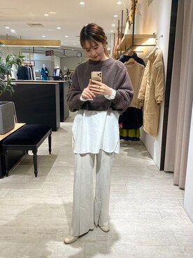 「CAPRICIEUX LE'MAGE（カプリシューレマージュ）のストレッチショートブーツ（ブーツ）」を使った、N a n a m iさん（レディース・156cm）の秋コーディネート