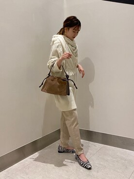 「CAPRICIEUX LE'MAGE（カプリシューレマージュ）の〈新色追加〉ラクーンウール畦チュニック（ニット/セーター）」を使った、N a n a m iさん（レディース・156cm）の秋コーディネート