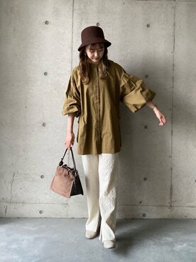 「CAPRICIEUX LE'MAGE（カプリシューレマージュ）のストレッチショートブーツ（ブーツ）」を使った、N a n a m iさん（レディース・156cm）の秋コーディネート