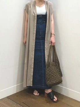 「RODE SKO（ロデスコ）のMARIA タッセルペーパーショルダー（ショルダーバッグ）」を使った、MARINA.さん（レディース・155cm）の夏コーディネート