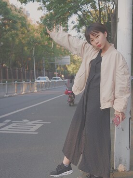 「ZARA KIDSのアイテム（ナイロンジャケット）」を使った、Dorothyaoさん（レディース・158cm）の冬コーディネート