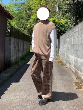 「Guess（ゲス）のアイテム（スウェット）」を使った、ろばみみさん（メンズ・166cm）の春コーディネート