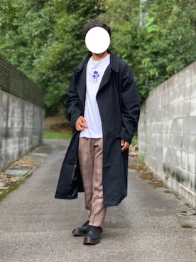「INTER FACTORY（インターファクトリー）のWEARISTA tai × INTER FACTORY　パーツレスオーバーサイズトレンチコート（トレンチコート）」を使った、ろばみみさん（メンズ・166cm）の秋コーディネート