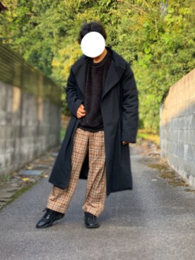 「ボア」｜「アイテム（トレンチコート）」を使った、ろばみみさん（メンズ・166cm）の秋コーディネート