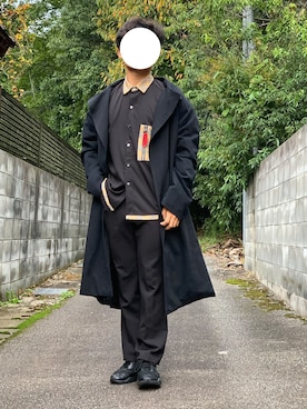 「INTER FACTORY（インターファクトリー）のWEARISTA tai × INTER FACTORY　パーツレスオーバーサイズトレンチコート（トレンチコート）」を使った、ろばみみさん（メンズ・166cm）の秋コーディネート