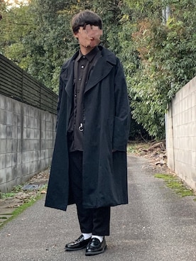「INTER FACTORY（インターファクトリー）のWEARISTA tai × INTER FACTORY　パーツレスオーバーサイズトレンチコート（トレンチコート）」を使った、ろばみみさん（メンズ・166cm）の秋コーディネート